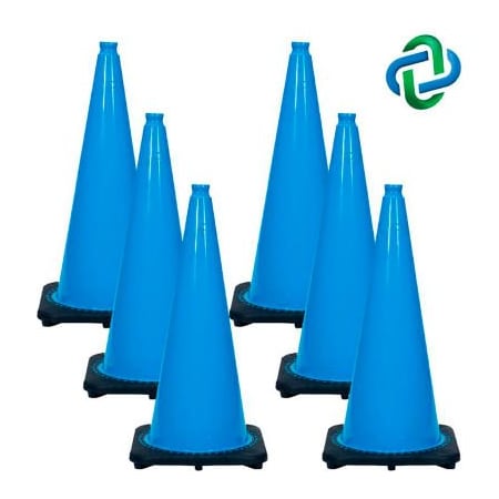 Gec Traffic Cone, PVC, 28 in Height, 7 lb, Sky Blue 97524-6